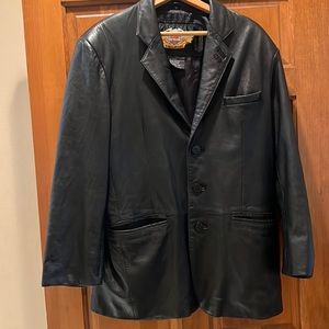 Vintage Harley Davidson Black Leather Blazer Coat